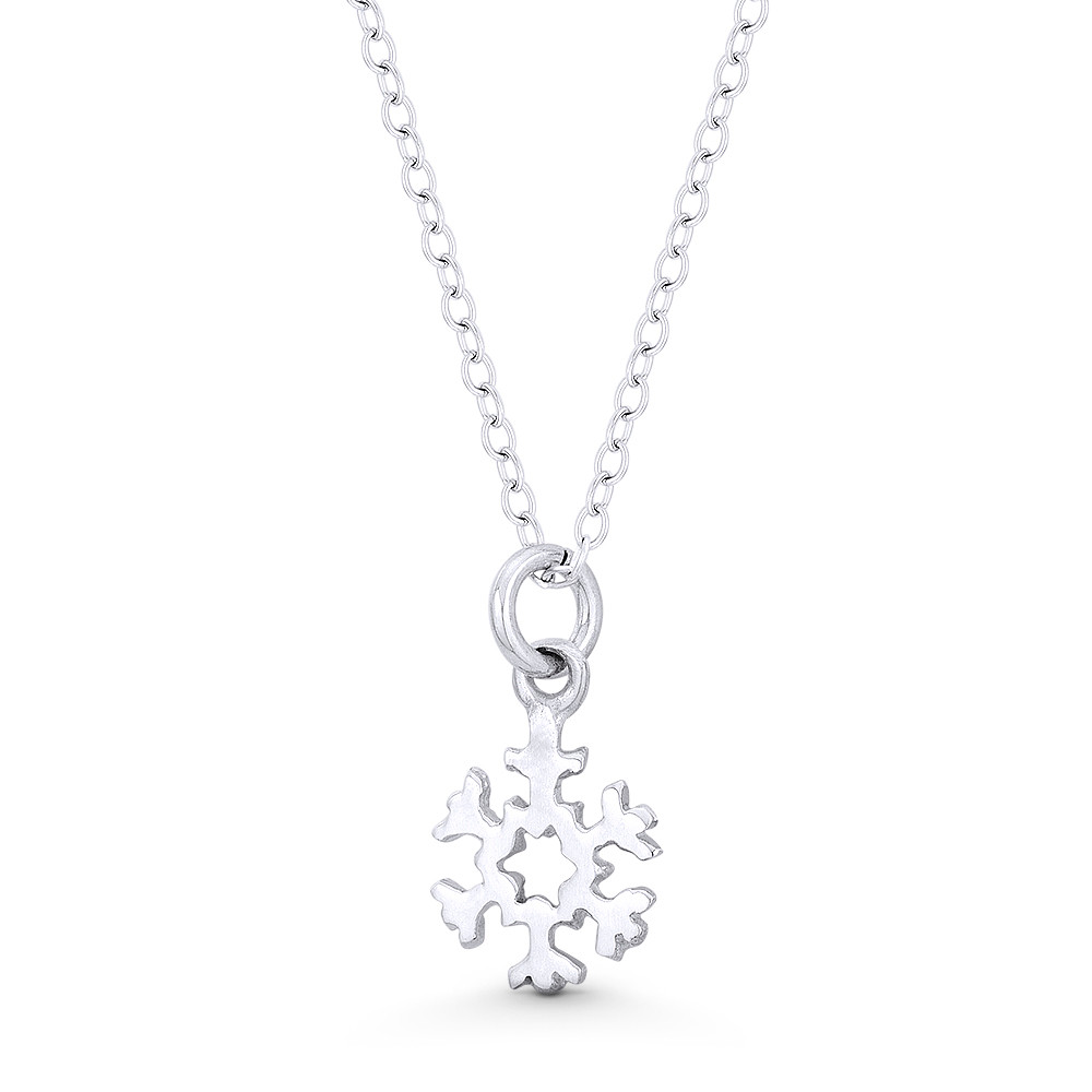Tiny Snowflake Winter Holiday Charm 16x9mm Pendant in .925 Sterling Silver  - ST-FP137-SLP - AlfredAndVincent.com