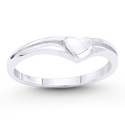 4mm x 4.5mm Heart Charm Splitshank-Band Promise Ring in .925 Sterling Silver - ST-FR031-SLP