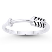 Arrow & Quill Archery Charm Stackable Ring in Solid .925 Sterling Silver - ST-FR033-SLP