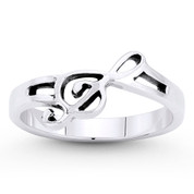 G-Clef Musical Symbol Charm Stackable Right-Hand Ring in Oxidized .925 Sterling Silver - ST-FR034-SLO
