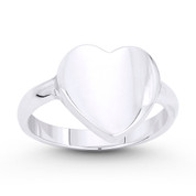 12x12mm Flat Heart Charm Love Promise Ring in Solid .925 Sterling Silver - ST-FR085-SLP