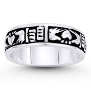 Irish Claddagh Love & Friendship 6mm Band in Oxidized .925 Sterling Silver - ST-FR102-SLO