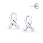 Cancer Awareness Ribbon 12x9mm Stud Earrings in .925 Sterling Silver - ST-SE124-SL