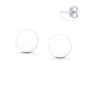 8mm Classic Flat Round Disc Stud Earrings w/ Push-Back Posts in .925 Sterling Silver - ST-SE125-SL