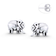 Elephant Animal Charm 8x10mm Stud Earrings in Oxidized .925 Sterling Silver - ST-SE129-SL