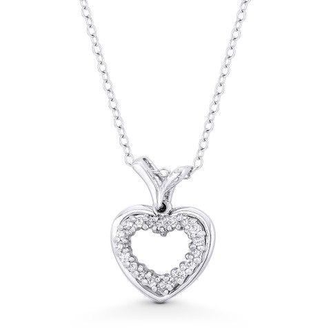 Double-Heart CZ Crystal Pave Pendant in .925 Sterling Silver w/ Rhodium