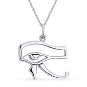 Eye of Horus Egyptian Luck Charm Pendant & Chain Necklace in .925 Sterling Silver - EYESP81-SLP