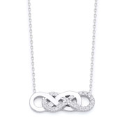 Double-Infinity CZ Crystal Charm Pendant & Chain Necklace in .925 Sterling Silver - SGN-FN041-SL