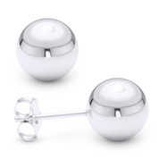 Polished Lightweight Hollow-Ball Bead Pushback Stud Earrings in .925 Sterling Silver w/ Rhodium - ES013-SLW