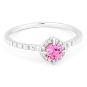 0.36ct Round Brilliant Cut Lab-Created Pink Sapphire & Diamond Halo Promise Ring in 14k White Gold
