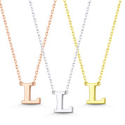 Small Initial Letter "L" Pendant & Chain Necklace in Solid 14k Rose, White, & Yellow Gold - BD-IN1-L-14