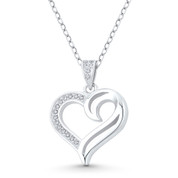 Heart CZ Crystal Accent Pendant in .925 Sterling Silver w/ Rhodium - GN-HP021-DiaCZ-SLW