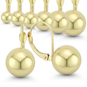 4mm to 10mm Polished Hollow Ball Leverback Earrings in 14k Yellow Gold - BD-DE007-14Y