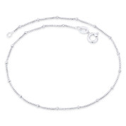 1.7mm Bead & 0.8mm Box Link Italian Chain Anklet in .925 Sterling Silver - CLA-BEAD44-1.7MM-SLP