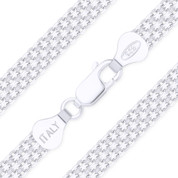 6mm 2-Row Bismark / Bizmark Link Italian Chain Anklet in .925 Sterling Silver - CLA-BISM2-050_4F-SLP