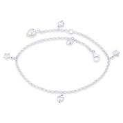 Heart, Star, Ladybug, & Rolo Link Chain Italy .925 Sterling Silver Charm Anklet - CLA-CHARM10-SLP