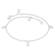 Heart, Teddy Bear, Ladybug, & Rolo Chain Italy .925 Sterling Silver Charm Anklet - CLA-CHARM14-SLP