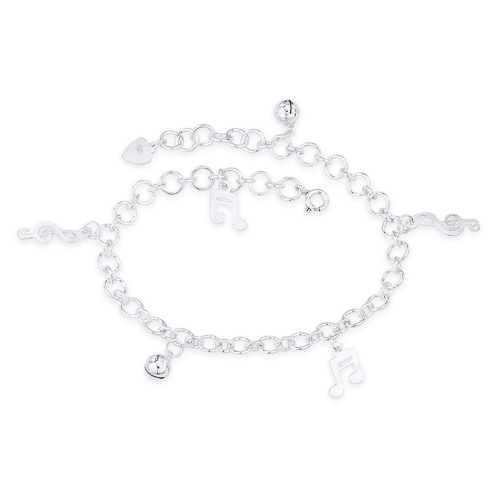 Sterling Silver Bead Bar Ball Chain Anklet Italy 9.5