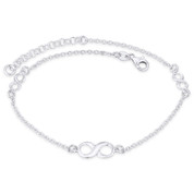 Infinity Symbol Figure 8 Sign Charm Rolo Chain Italy .925 Sterling Silver Anklet - CLA-CHARM71-SLP