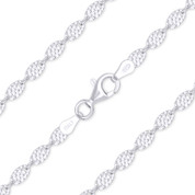 3mm Cactus Link Textured Flat Link Italian Chain Anklet in .925 Sterling Silver - CLA-FASH55-040-SLP