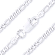 2.1mm Figaro / Figaroa Link Italian Chain Anklet in Solid .925 Sterling Silver - CLA-FIGA1-060-SLP