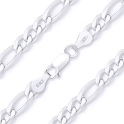 Figaro Figaroa Link 3.7mm Solid .925 Italy Sterling Silver Italian Chain Anklet - CLA-FIGA1-100-SLP