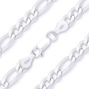 Figaro Figaroa Link 5.5mm Solid .925 Italy Sterling Silver Italian Chain Anklet - CLA-FIGA1-150-SLP