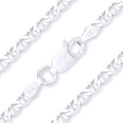 3.5mm Marina / Mariner Link Italian Chain Anklet in Solid .925 Sterling Silver - CLA-MARN1-080-SLP