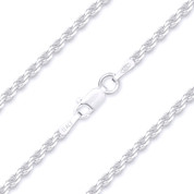 1.8mm Twist-Rope Diamond-Cut Link Italian Chain Anklet in Solid .925 Sterling Silver - CLA-ROPE1-040-SLP