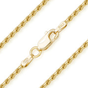 1.8mm Twist Rope Link Italian Chain Anklet in 925 Sterling Silver w/ 14k Yellow Gold - CLA-ROPE1-040-SLY