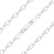 3.5mm Romy Link Oval Cable Italian Chain Bracelet in Solid .925 Italy Sterling Silver - CLB-ROMY1-3.5MM-SLP