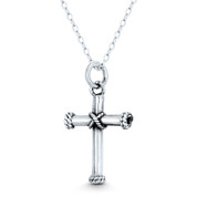 "X" Rope Latin Cross Christian 25x15mm (1x0.6in) Pendant in Oxidized .925 Sterling Silver - ST-CP051-SLO
