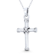 "X" Rope Latin Cross Christian 32x16mm (1.3x0.6in) Pendant in Oxidized .925 Sterling Silver - ST-CP053-SLO