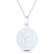 St. Benedict of Nursia & Cross Reversible Medal 27x18mm (1.1x0.7in) Pendant in .925 Sterling Silver - ST-CP055-18MM-SLP