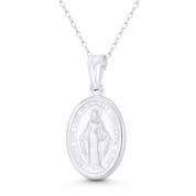 Holy Mother Virgin Mary Regina Sine Labe Originali Concepta 28x14mm (1.1x0.6in) Pendant in .925 Sterling Silver - ST-CP056-SLP 