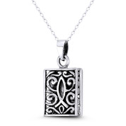 Icthus Fish & Flared Cross Pattee 29x14mm (1.1x0.55in) Reversible Pendant in Oxidized .925 Sterling Silver - ST-CP066-SLO