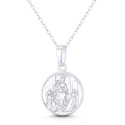 Virgin of the Rosary of Pompei Medallion 26x16mm (1x0.6in) Pendant in .925 Sterling Silver - ST-CP072-16MM-SLP