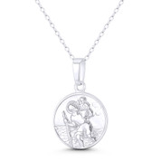 St. Christopher, Patron Saint of Travelers 26x16mm (1x0.6in) Medallion Pendant in .925 Sterling Silver - ST-CP073-16MM-SLP