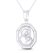 Baby Jesus & Blessed Virgin Mother Mary 35x20 (1.4x0.8in) Pendant in .925 Sterling Silver - ST-CP076-SLP