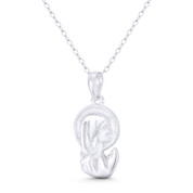 Holy Virgin Mother Mary w/ Halo & Marian Cross 25x12mm (1x0.5in) Pendant in .925 Sterling Silver - ST-CP078-SLP