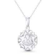 Holy Virgin Mother Mary 28x18mm (1.1x0.7in) Embossed Charm Pendant in .925 Sterling Silver - ST-CP080-SLP