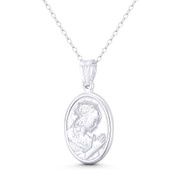 Holy Mother Virgin Mary 27x14mm (1.1x0.55in) Button Pendant in .925 Sterling Silver - ST-CP081-19MM-SLP