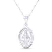 Holy Mother Virgin Mary "Regina Sine Labe Originali Concepta" & Marian Cross 29x14mm (1.1x0.55n) Miraculous Medal Pendant in .925 Sterling Silver - ST-CP082-29MM-SLP