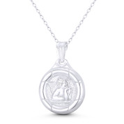Cherub Winged Baby Guardian Angel 28x18mm (1.1x0.7in) Button Pendant in .925 Sterling Silver - ST-CP090-SLP