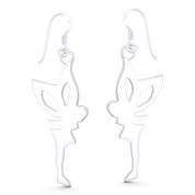 Tinkerbell Peter Pan Pixie Fairy Charm Dangling Hook Earrings in .925 Sterling Silver - ST-DE046-SL