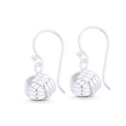 9mm Love Knot Charm 3-Line Stud Earrings in .925 Sterling Silver - ST-DE066-SL