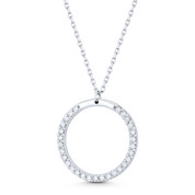 18mm Eternity Circle Cubic Zirconia CZ Crystal Pendant & Chain Necklace in .925 Sterling Silver - ST-FN006-DiaCZ-SL