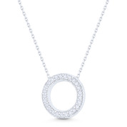 15mm Eternity Circle Cubic Zirconia CZ Crystal Pendant & Chain Necklace in .925 Sterling Silver - ST-FN007-DiaCZ-SL