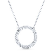 17mm Eternity Circle Cubic Zirconia CZ Crystal Pendant & Chain Necklace in .925 Sterling Silver - ST-FN008-DiaCZ-SL