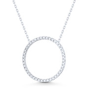 21mm Eternity Circle Cubic Zirconia CZ Crystal Pendant & Chain Necklace in .925 Sterling Silver - ST-FN009-DiaCZ-SL